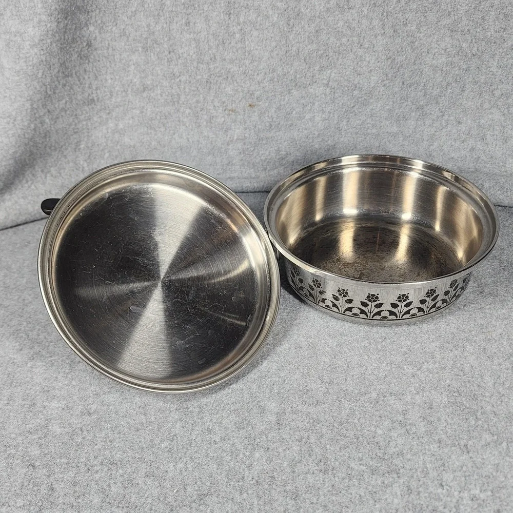Vintage Regal 18-8 3Ply Floral Design Stainless Steel Cookware Set 5 USA